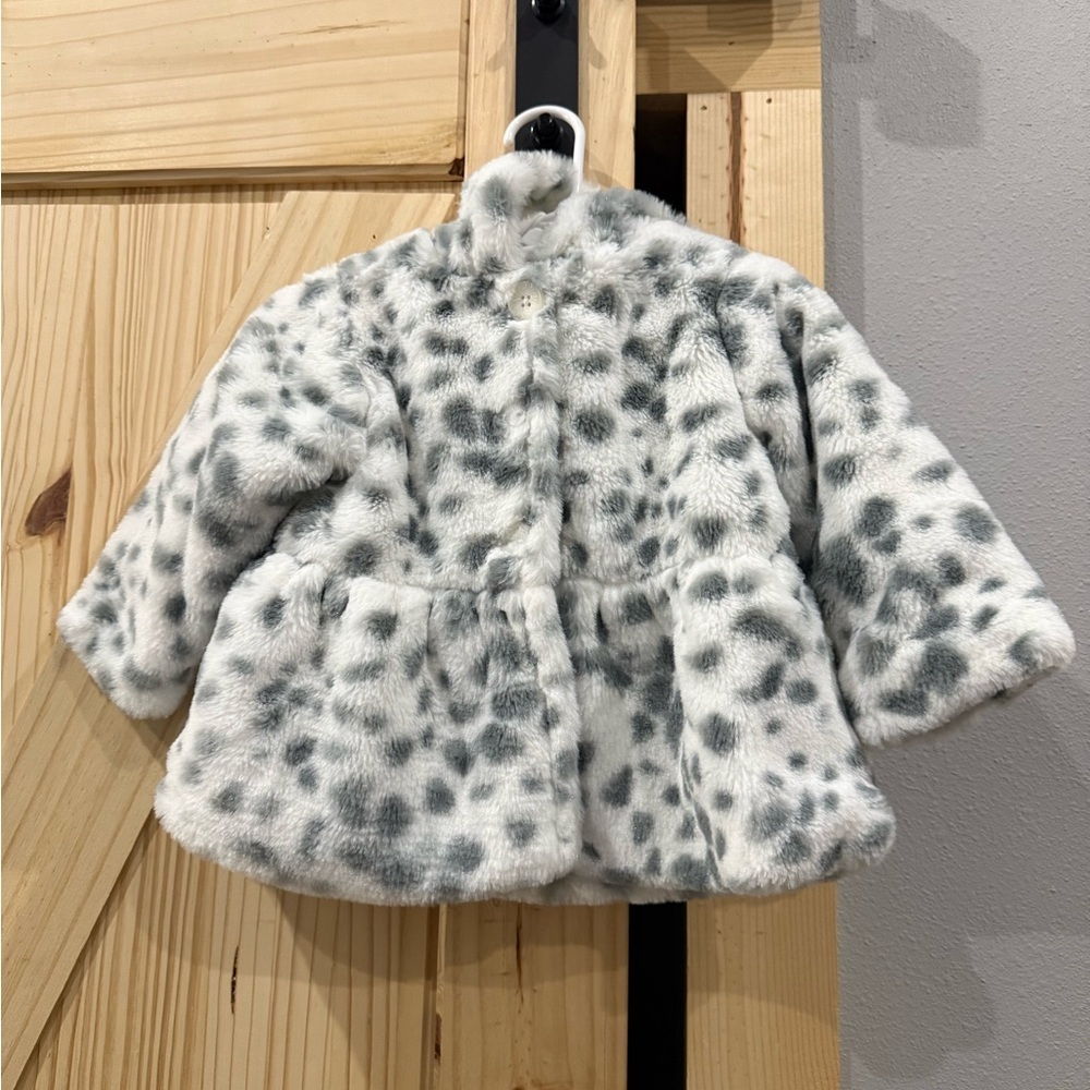 Baby Girl Faux Fur Leopard Print Coat